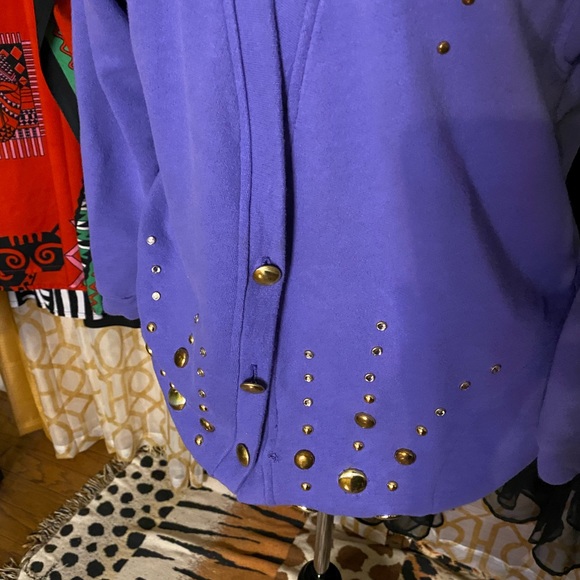 Vintage, Gepetto, purple, embellished, button-down, cardigan jacket.. - Picture 5 of 8